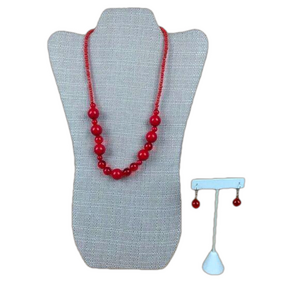 Fashion Jewelry Beaded Red Earring & Necklace set